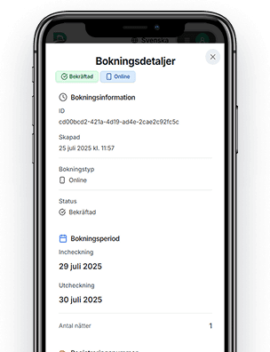 Bokningsinfo mobilvy