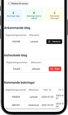 Bokningslista mobilvy